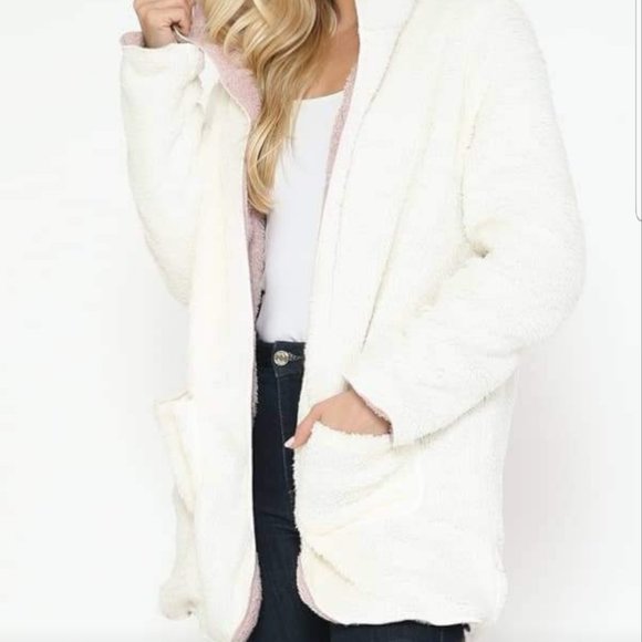 Reversible Faeux Sherpa Hooded Sweater - Picture 1 of 2